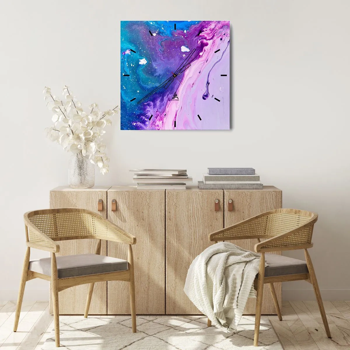 Relógio de parede - Relógio em vidro - Yin e yang - 40x40 cm