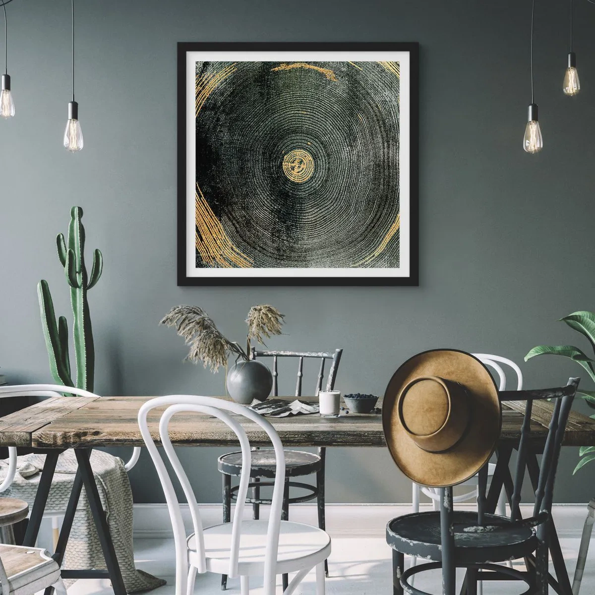 Pôster com moldura preta - Mudança e persistência - 50x50 cm