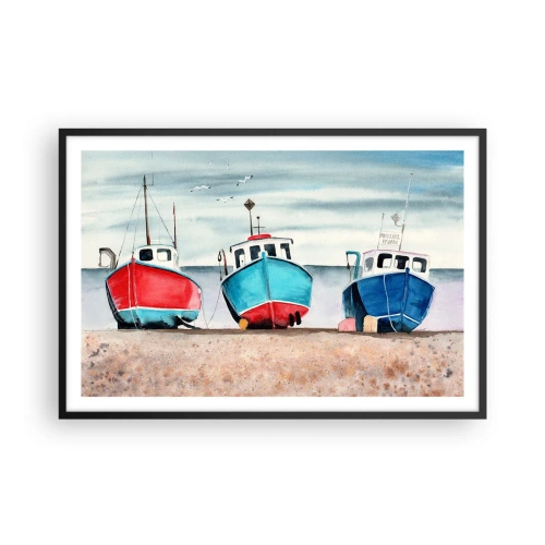 Pôster com moldura preta - Pronto para pescar - 91x61 cm