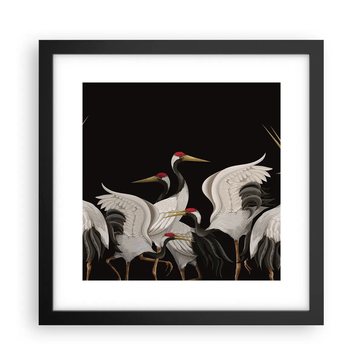 Pôster com moldura preta - Assuntos de aves - 30x30 cm