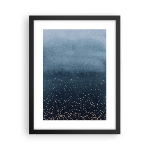 Pôster com moldura preta - Composição – fases azuis - 30x40 cm