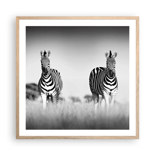 Pôster com moldura de carvalho claro - De fato, o mundo é a preto e branco - 60x60 cm