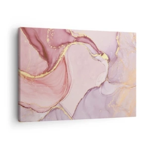 Quadro em tela - Padrões abstratos delicados em tons de rosa e dourado - 70x50cm - Carícia das cores - Decoração de parede moderna para a sala de estar e quarto ARTTOR