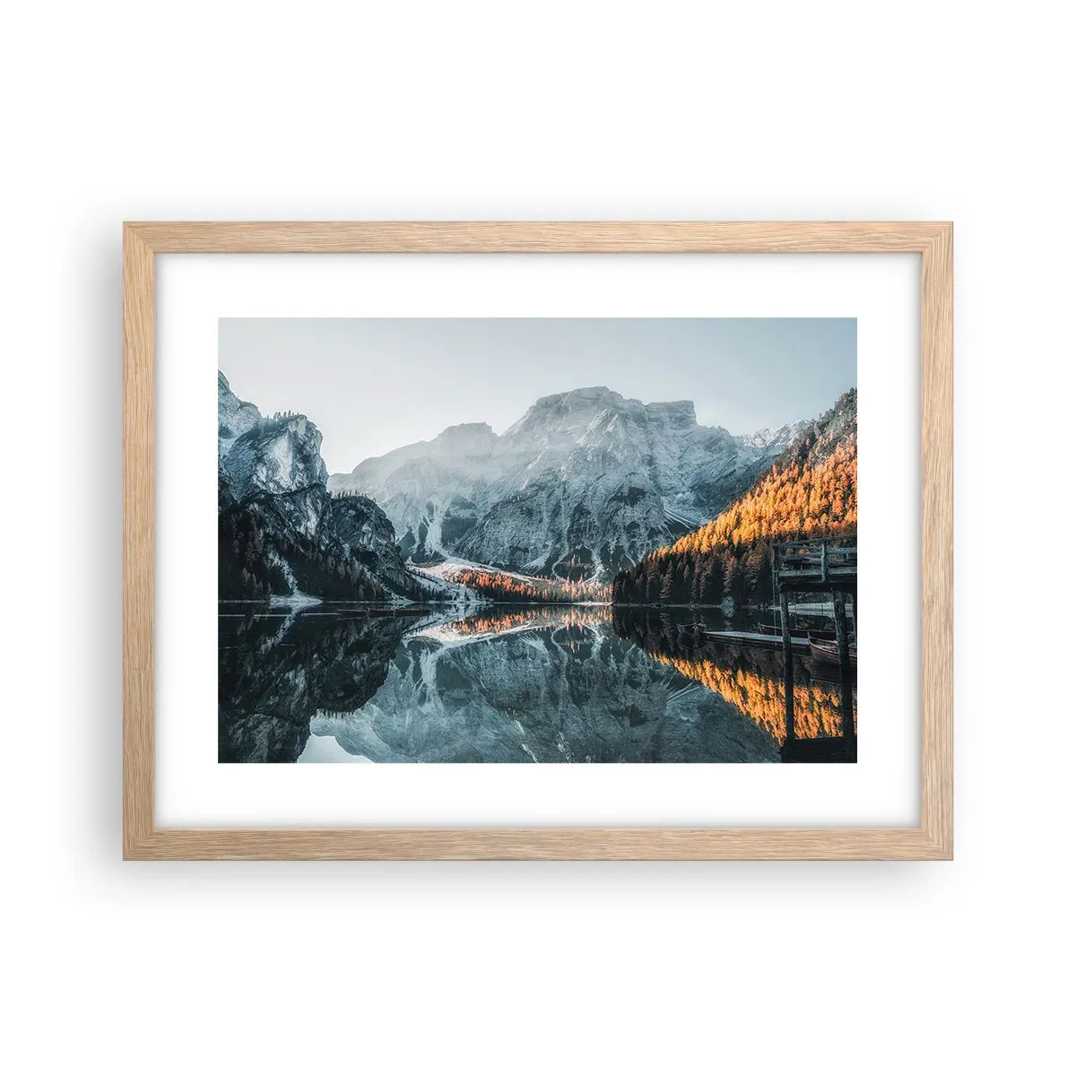 Pôster com moldura de carvalho claro - Paisagem espelhada - 40x30 cm