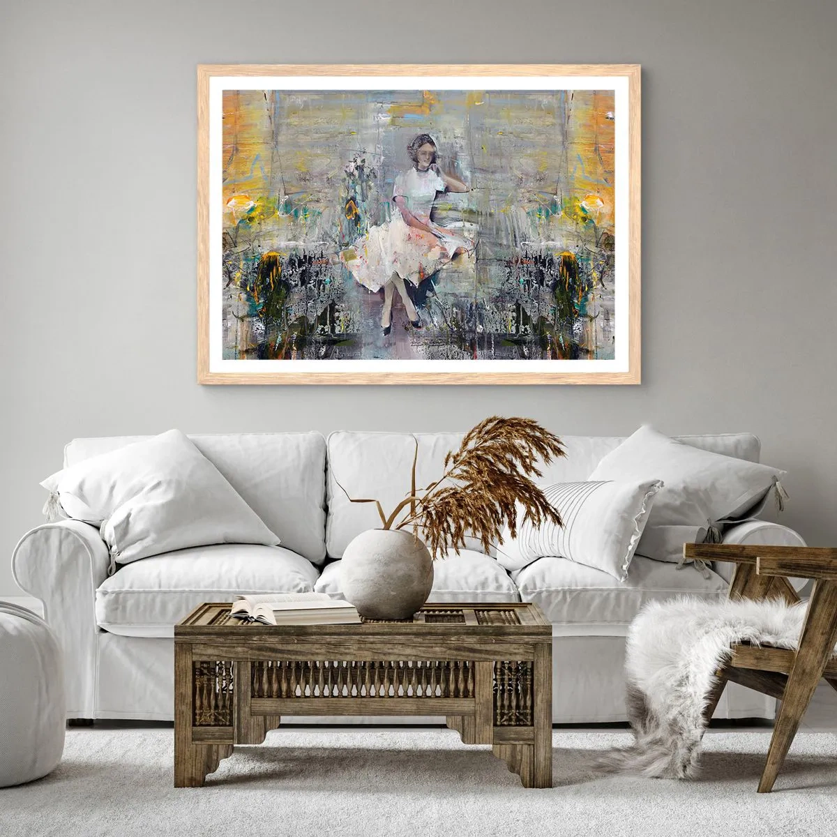 Pôster com moldura de carvalho claro - Clássica e moderna - 91x61 cm