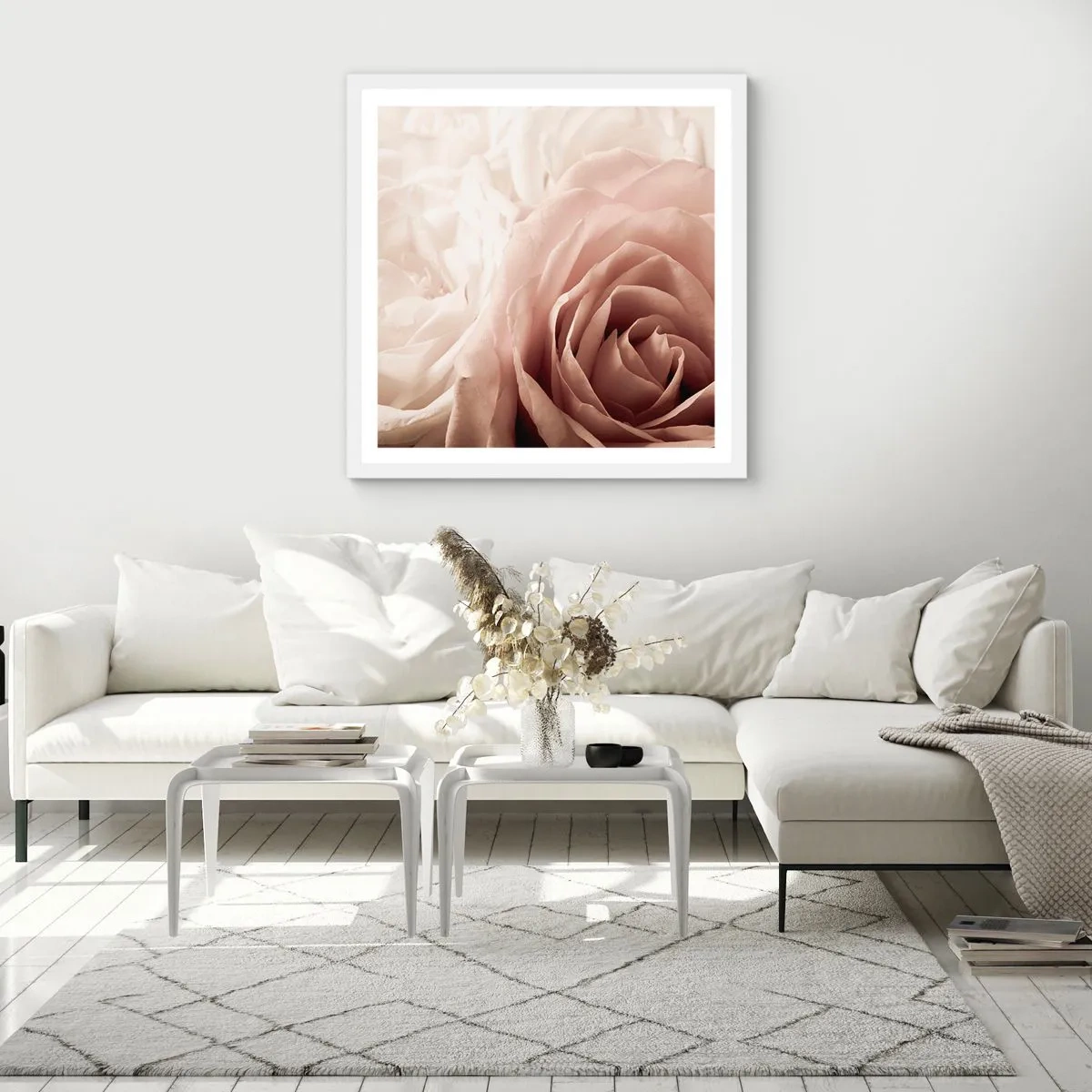Pôster em moldura branca - No coração de uma rosa - 30x30 cm