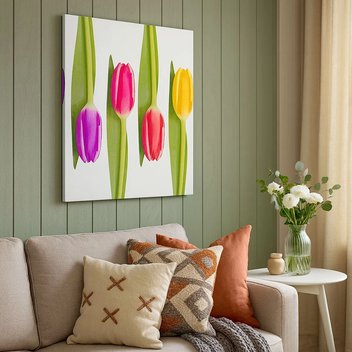 Quadro em tela - Composição arco-íris - 30x30 cm