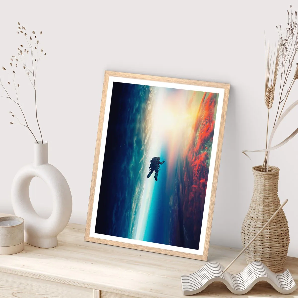Pôster com moldura de carvalho claro - Enfrentando o universo - 70x100 cm