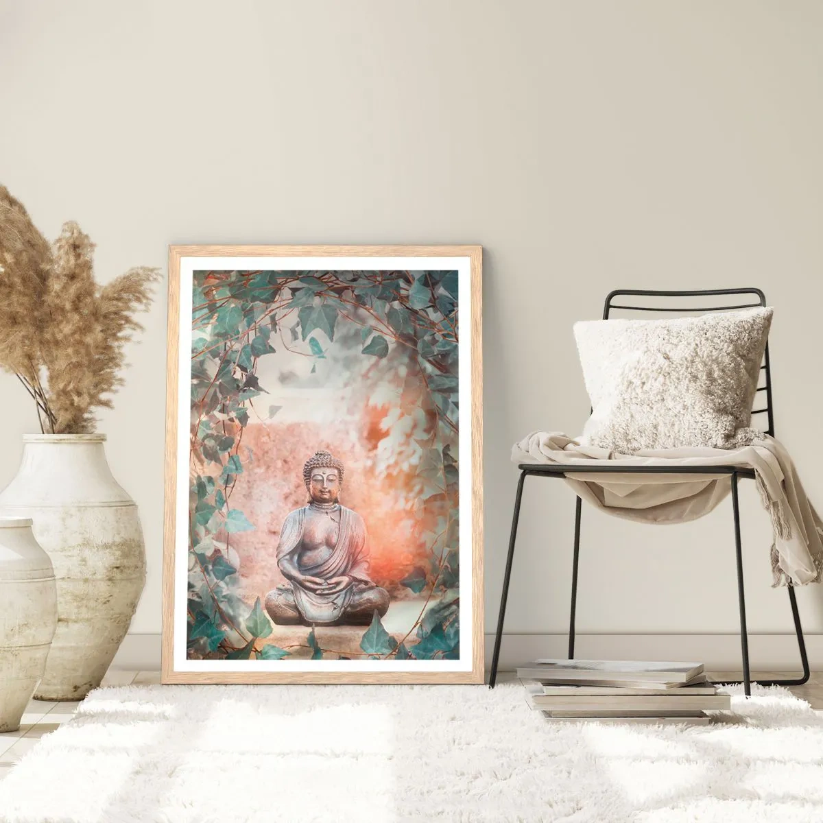 Pôster com moldura de carvalho claro - Harmonia alegre - 61x91 cm