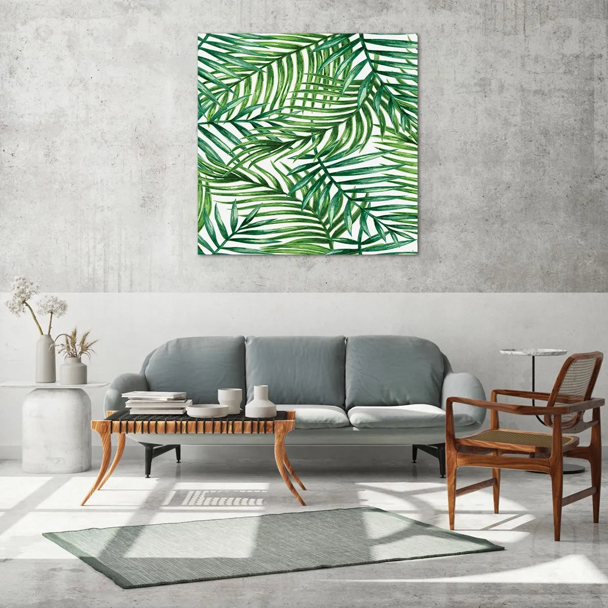 Quadro em vidro - Sob as folhas verdes - 30x30 cm
