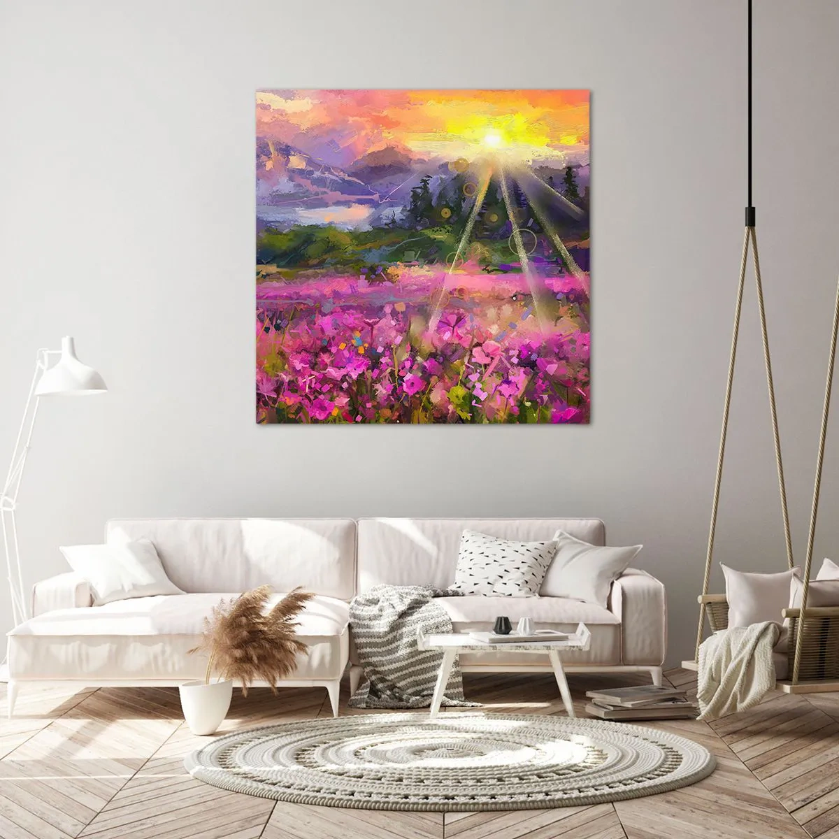 Quadro em tela - No vale sob os cuidados do sol - 70x70 cm