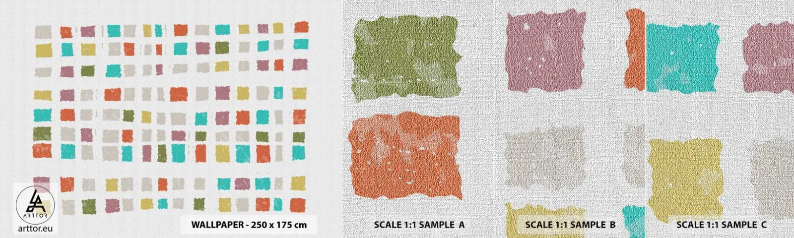 Amostra de papel de parede Premium Canvas - Jogo desconhecido - Pastel, Quadrados, Minimalismo - 100x30 cm