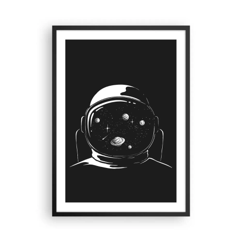 Pôster com moldura preta - Astronauta com espaço refletido em seu capacete - 50x70cm - Bela Vista - Decoração de parede moderna para a sala de estar e quarto ARTTOR