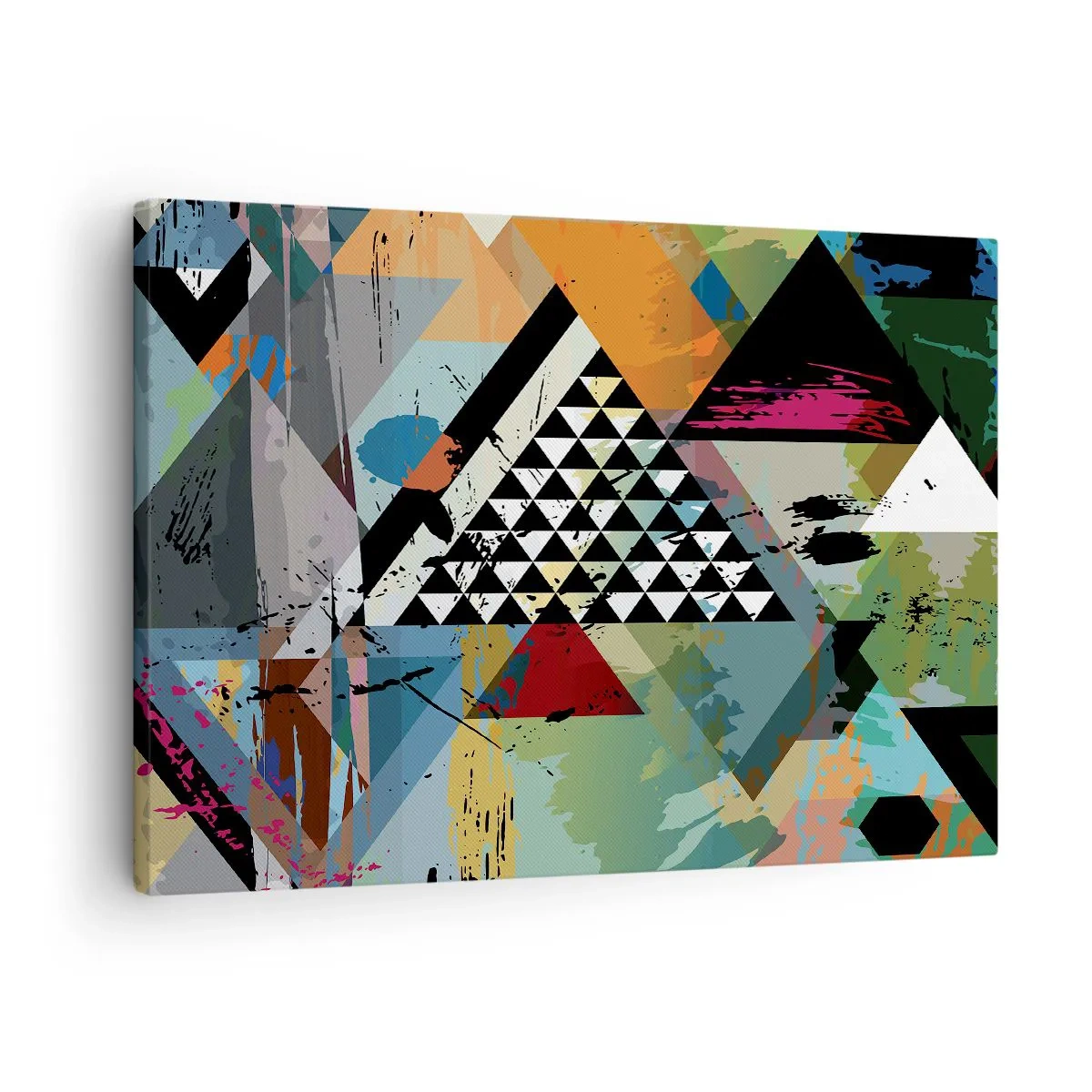 Quadro em tela - Uma composição abstrata de formas geométricas e cores. - 70x50cm - Como é simples - Decoração de parede moderna para a sala de estar e quarto ARTTOR