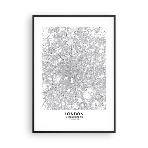 Pôster com moldura preta - Mapa do labirinto de Londres - 70x100 cm