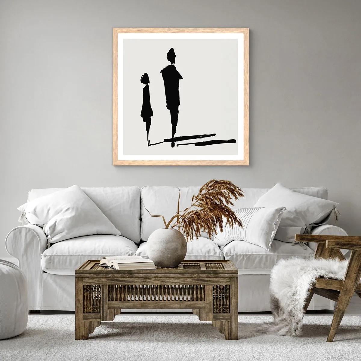 Pôster com moldura de carvalho claro - Certeza que juntos? - 60x60 cm