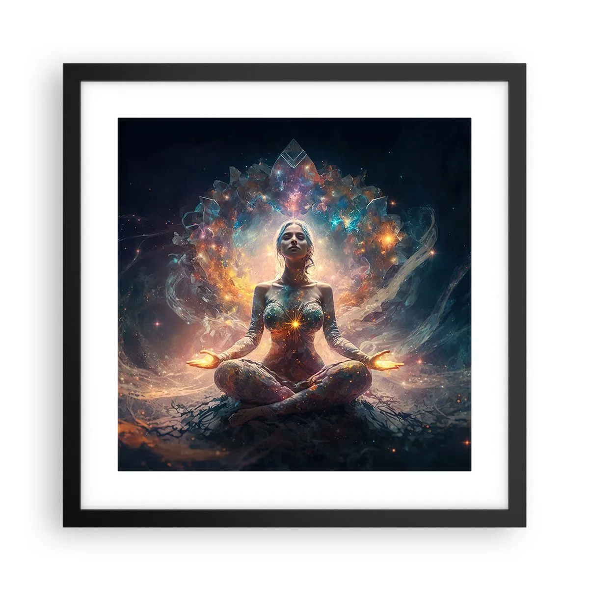 Pôster com moldura preta - Fluxo de boa energia - 40x40 cm