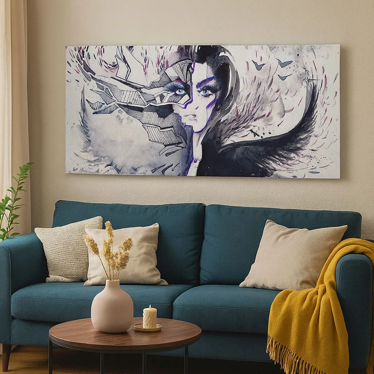 Quadro em tela - Demoníaca e linda - 100x40 cm