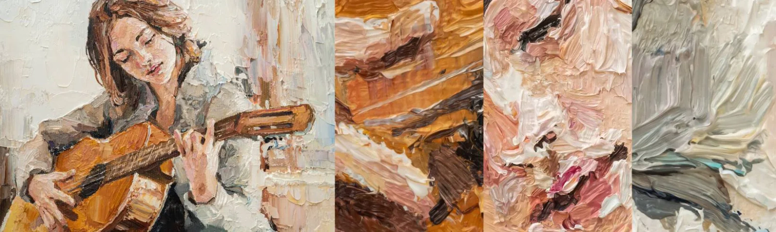 Amostra de Papel de Parede Standard Eco - Concerto de violão e coração de rapariga - Guitarra, Música, Garota - 100x30 cm