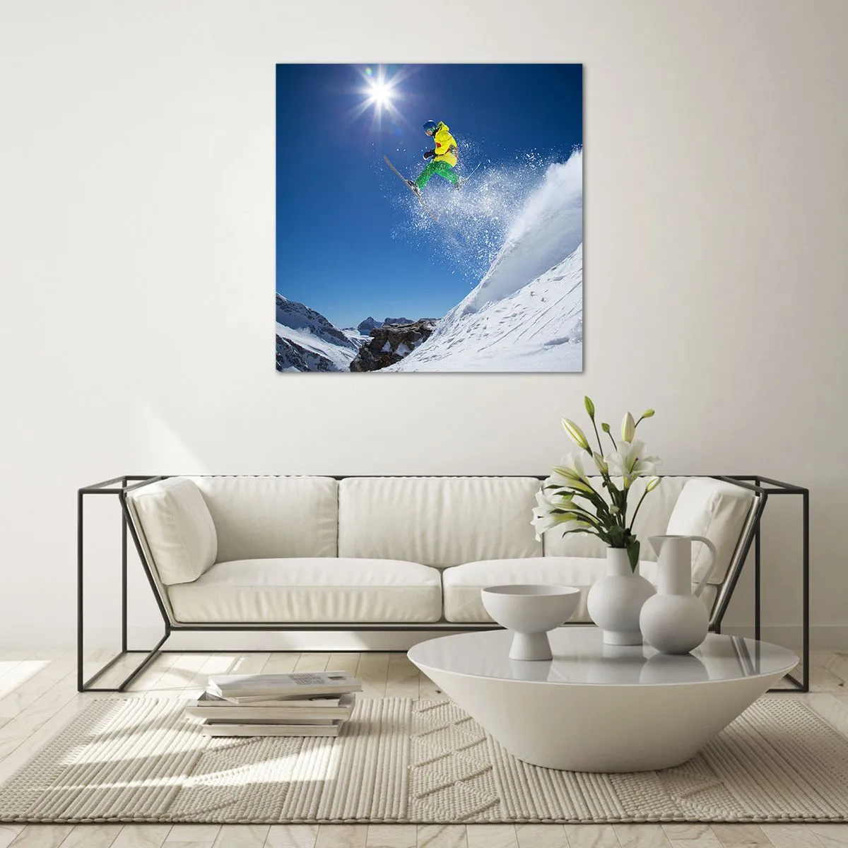 Quadro em vidro - Dançando com as montanhas - 30x30 cm