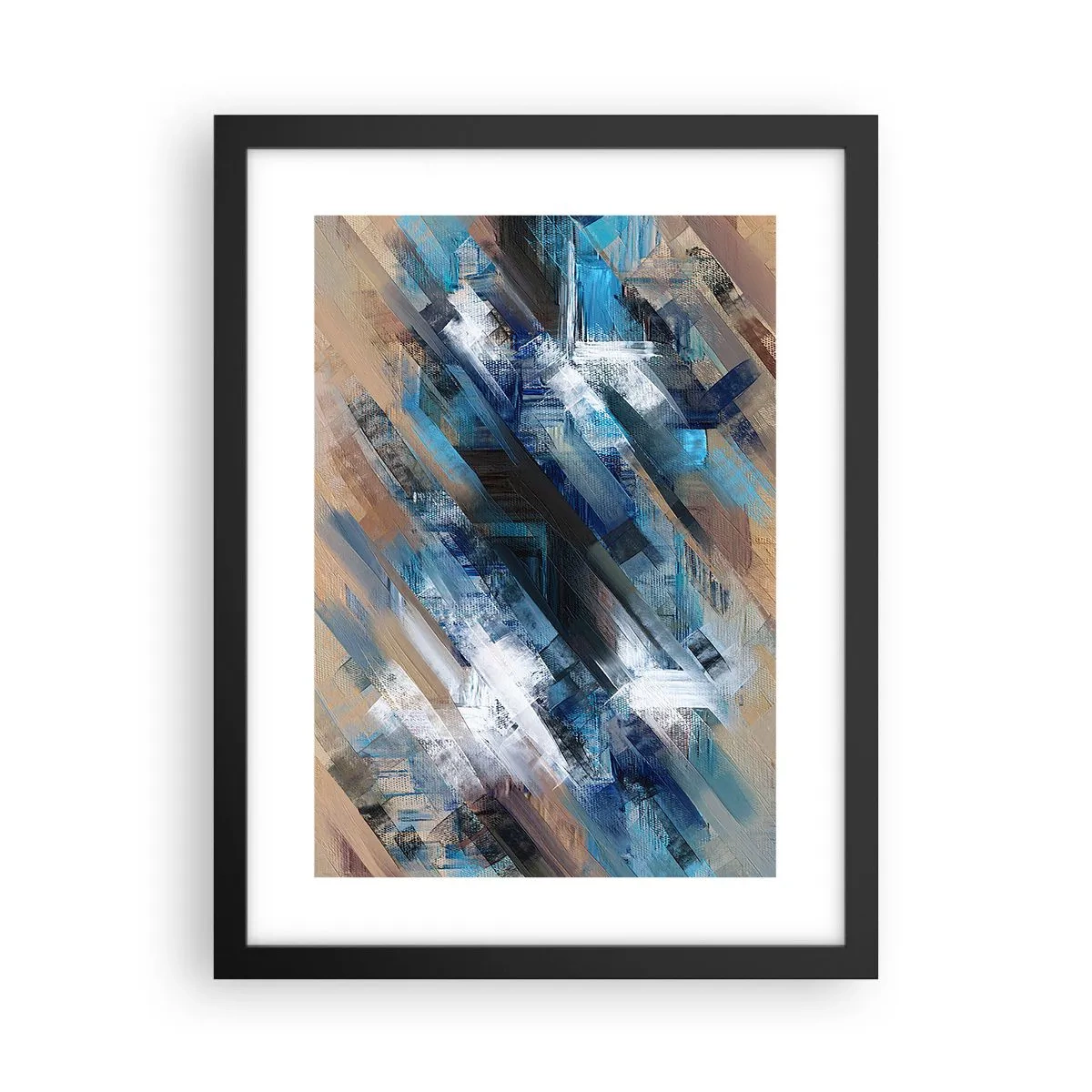 Pôster com moldura preta - Numa diagonal azul - 30x40 cm
