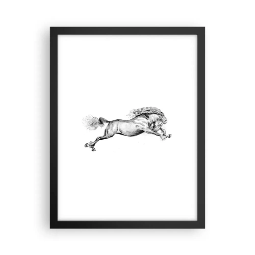 Pôster com moldura preta - Parado a galope - 30x40 cm