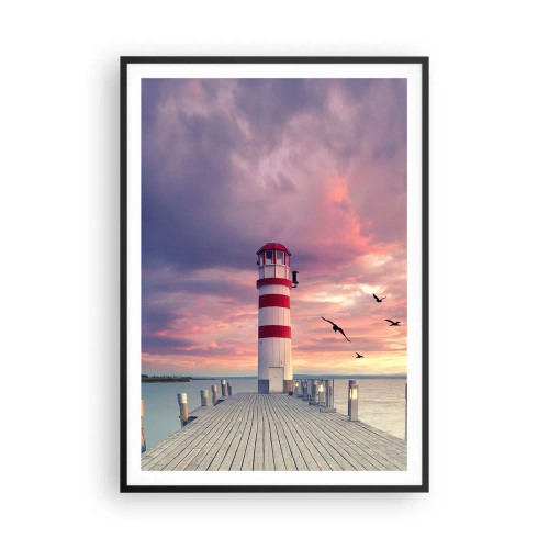 Pôster com moldura preta - Hora de ir ao porto - 70x100 cm