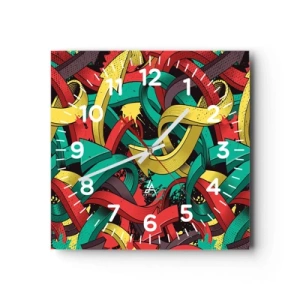 Relógio de parede - Relógio em vidro - Qual o caminho para o destino? - 30x30 cm