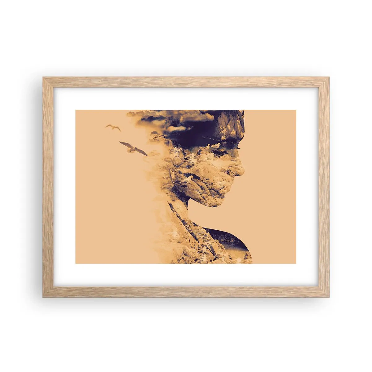 Pôster com moldura de carvalho claro - Linda por natureza - 40x30 cm