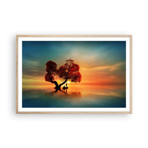 Pôster com moldura de carvalho claro - A distância e o silêncio do mundo - 91x61 cm