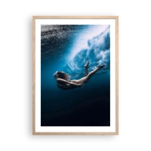 Pôster com moldura de carvalho claro - Sereia moderna - 50x70 cm