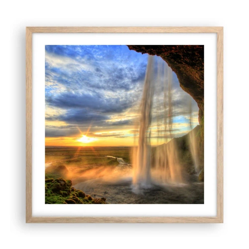 Pôster com moldura de carvalho claro - O mundo por trás das gotas - 50x50 cm