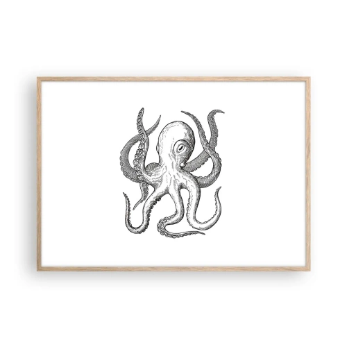 Pôster com moldura de carvalho claro - Dançando com as ondas - 100x70 cm