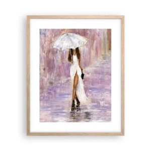 Pôster com moldura de carvalho claro - Na chuva lilás - 40x50 cm