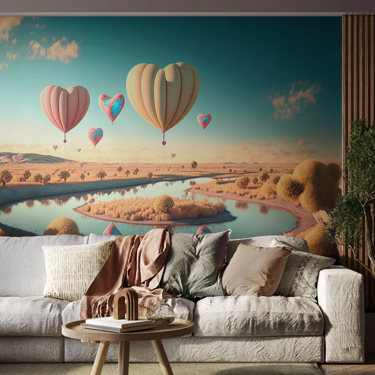 Papel de Parede Standard Eco - O amor permite se reerguer - Balões, Pastel, Doce - 350x256 cm