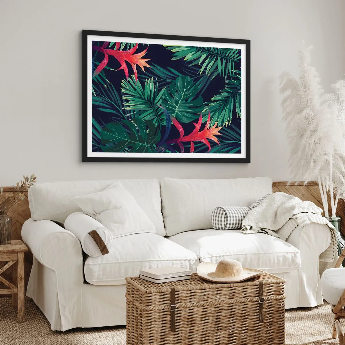Pôster com moldura preta - Queimar em verde - 70x50 cm