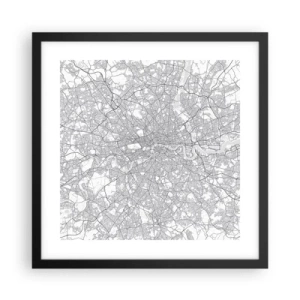 Pôster com moldura preta - Mapa do labirinto de Londres - 40x40 cm