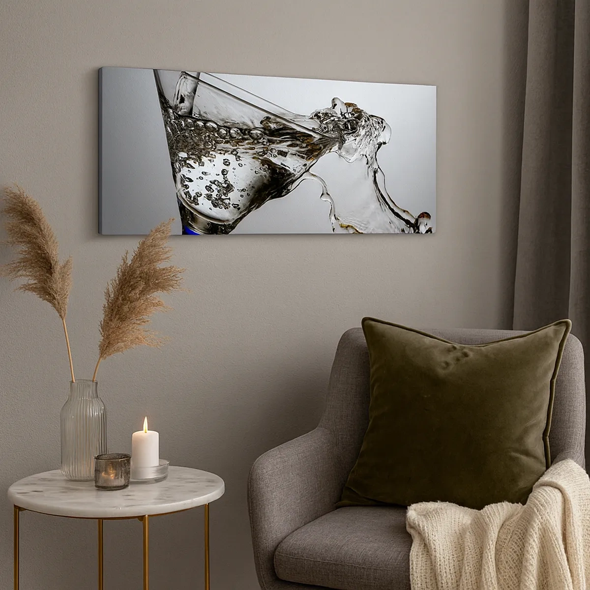 Quadro em tela - Água cristalina em vidro cristal - 30x30 cm