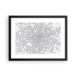 Pôster com moldura preta - Mapa do labirinto de Londres - 40x30 cm