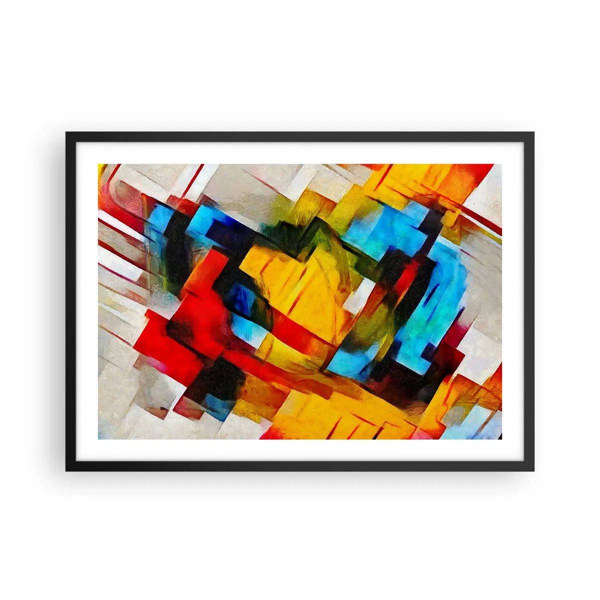 Pôster com moldura preta - Camadas multicoloridas - 70x50 cm