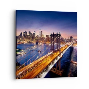 Quadro em tela - Uma ponte luminosa para o coração da cidade - 30x30 cm