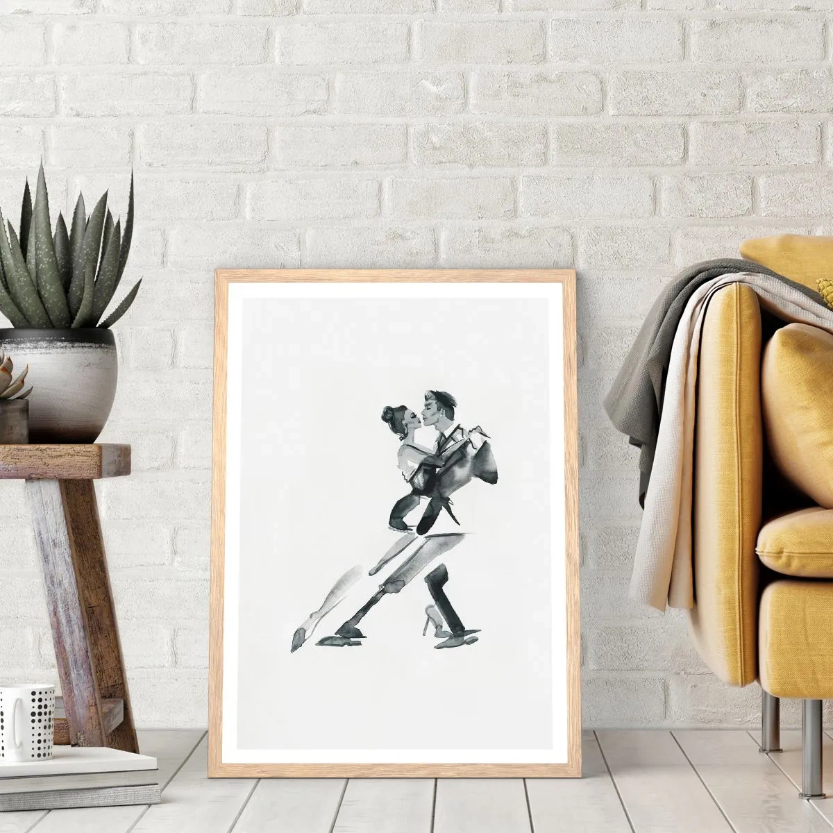 Pôster com moldura de carvalho claro - Num só ritmo - 30x40 cm