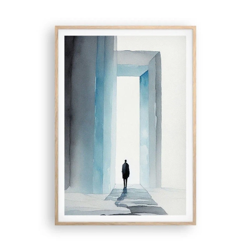 Pôster com moldura de carvalho claro - Viva sem limites - 70x100 cm