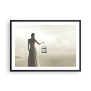 Pôster com moldura preta - Seja livre - 70x50 cm