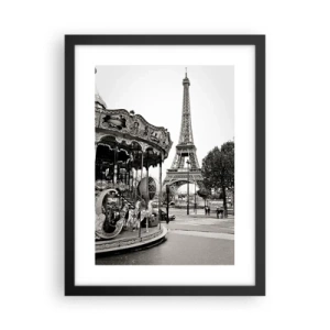 Pôster com moldura preta - Pensar em diversão é pensar em Paris - 30x40 cm