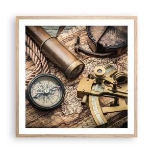 Pôster com moldura de carvalho claro - Definir um rumo - 60x60 cm