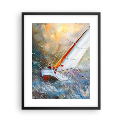 Pôster com moldura preta - Correr sobre as ondas - 40x50 cm