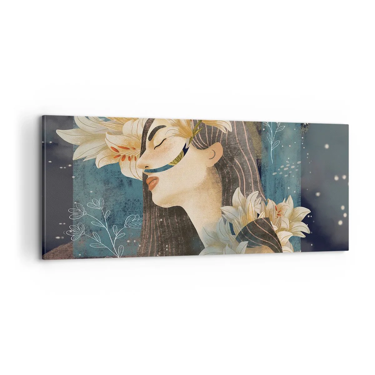 Quadro em tela - O conto da princesa com lírios - 100x40 cm