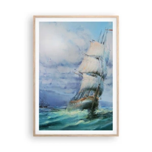Pôster com moldura de carvalho claro - Bons ventos - 70x100 cm