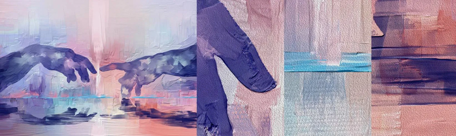 Amostra de papel de parede Premium Sand - Faísca divina da vida - Mãos, Miguel Ângelo, Pedaço - 100x30 cm